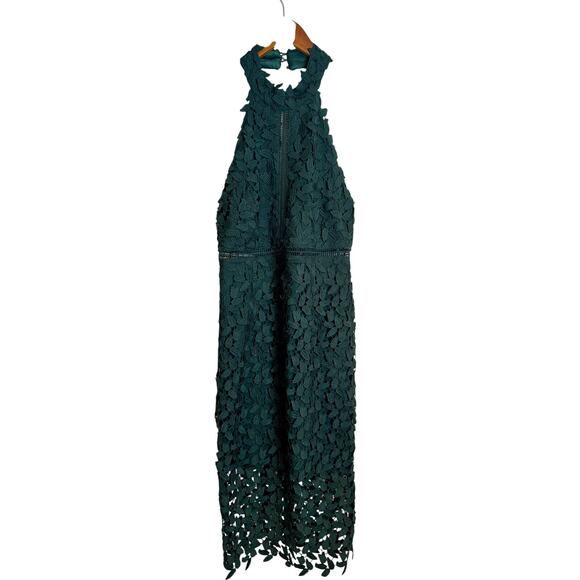 Bardot Gemma Green Halter Lace Sheath Dress Size 6 - Picture 4 of 8